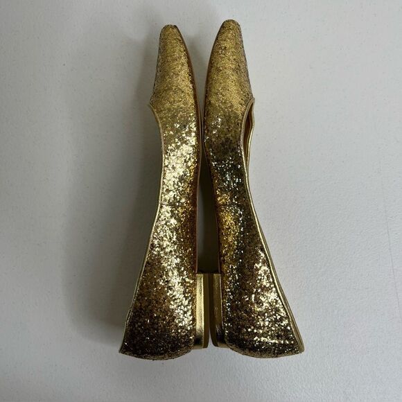 Talbots Gold Glitter Ballet Leather Flats Almond Toe Gold Heel Women Size 7.5 N - Picture 5 of 13